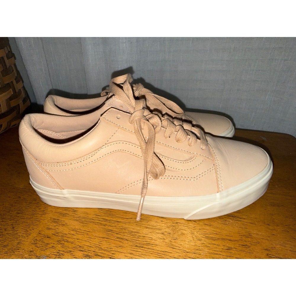 Vans Old Skool Veggie Tan Leather Sneakers Peach Beige Womens 8.5 Mens 7.0